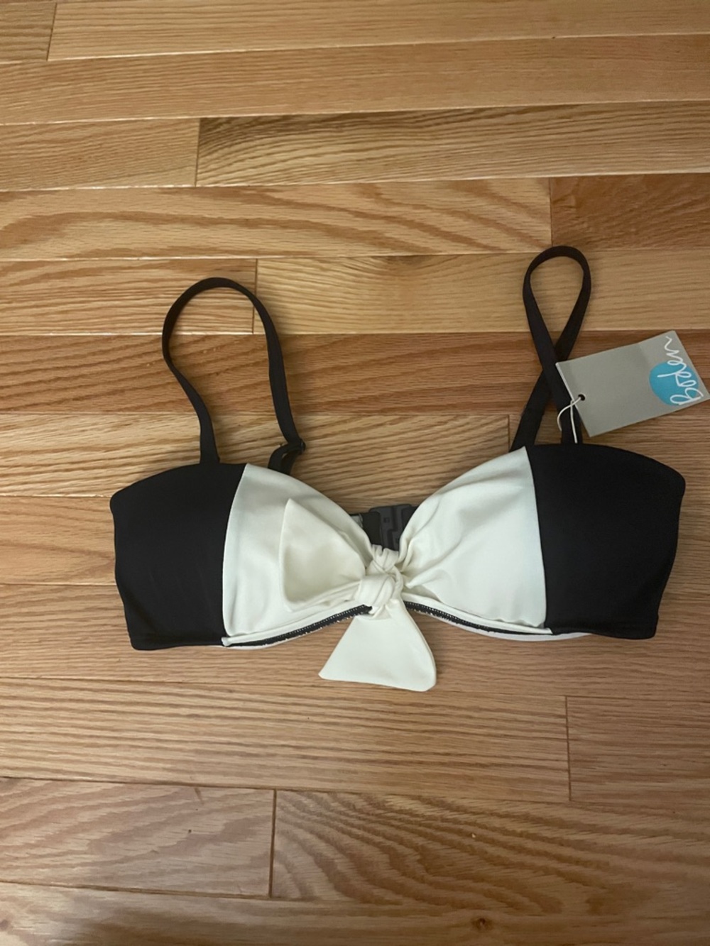 NWT Boden Navy and White Knot-Front Bikini Top